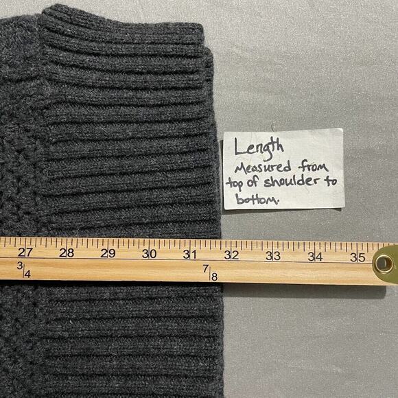 Toad & Co Size Large Charcoal Chunky Cable Knit Kintail Lambswool Sweater Tunic - Picture 12 of 12